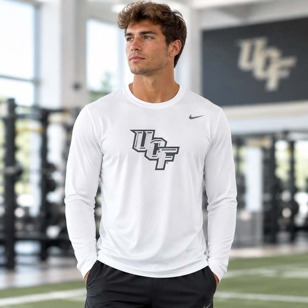 Nike UCF Knights Long Sleeve T-Shirt Size L White Dri-Fit